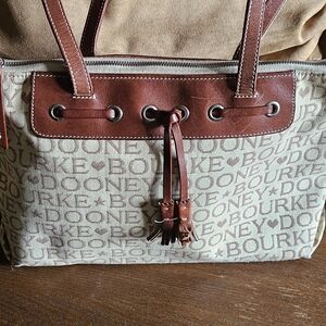Vintage Dooney & Bourke Monogram Purse with Coated Cotton with Leather Details